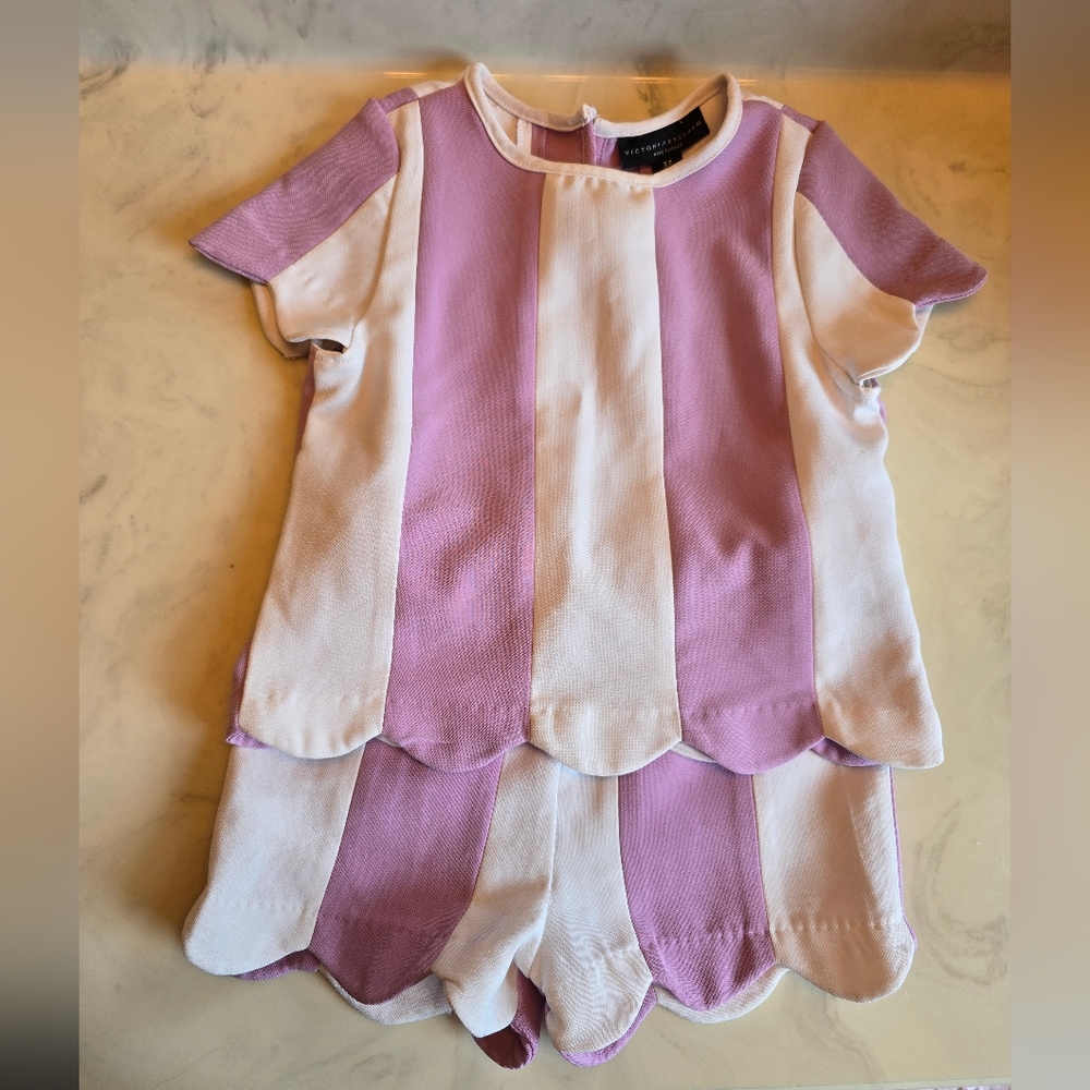 Victoria Beckham for target purple and white striped matching set size 3